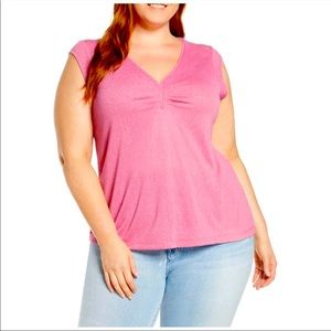 Bobeau Curvy Ruched V Neck Sleeveless tunic Top NWT Size 3X Plus Size
